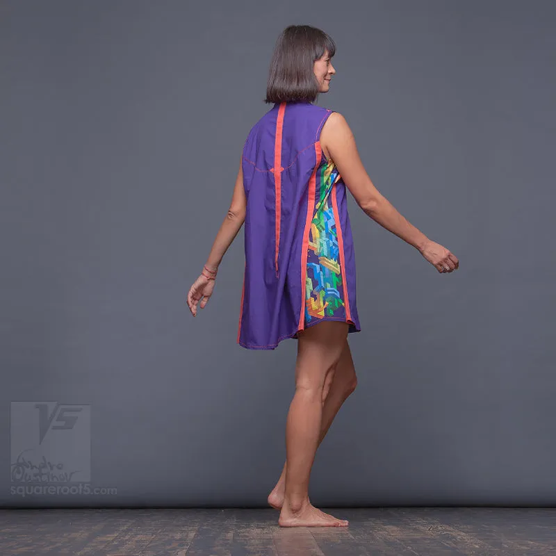 Dress "Cosmic Tetris" model "SVO" Short Violet-Orange