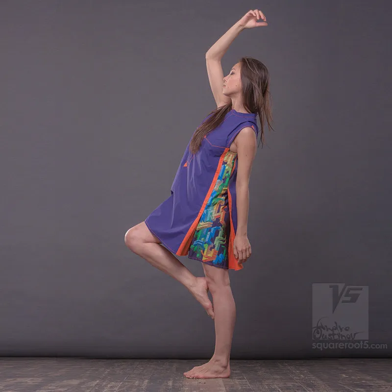 Dress "Cosmic Tetris" model "SVO" Short Violet-Orange