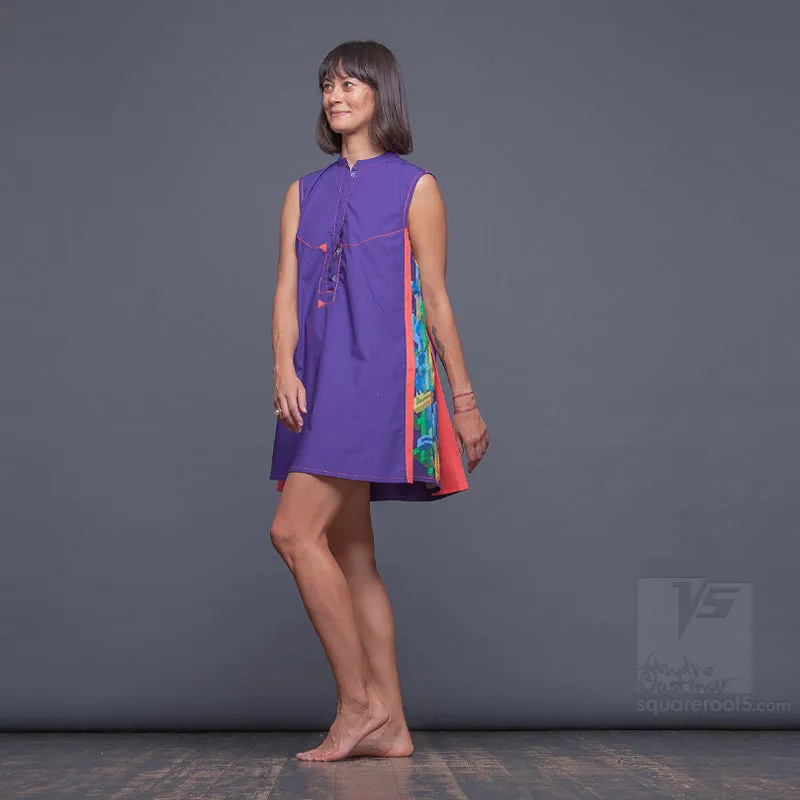 Dress "Cosmic Tetris" model "SVO" Short Violet-Orange