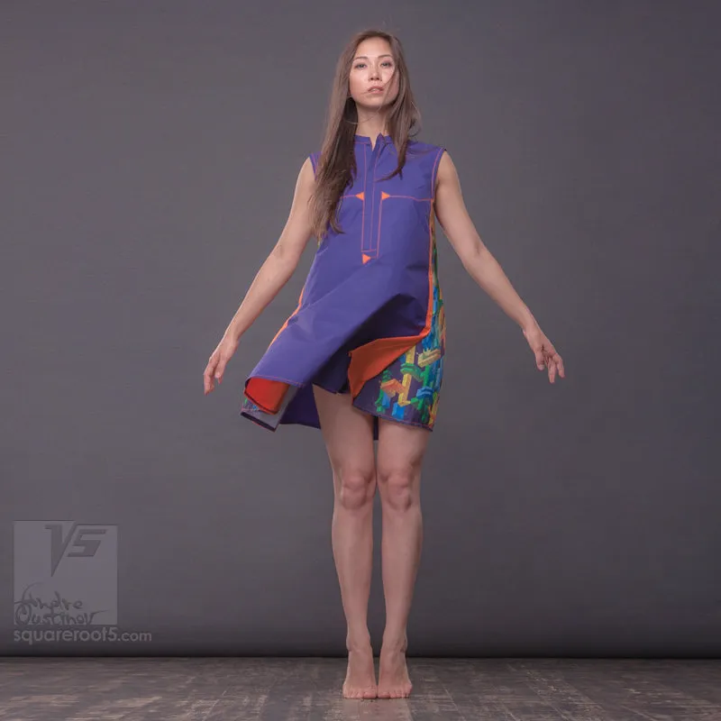 Dress "Cosmic Tetris" model "SVO" Short Violet-Orange