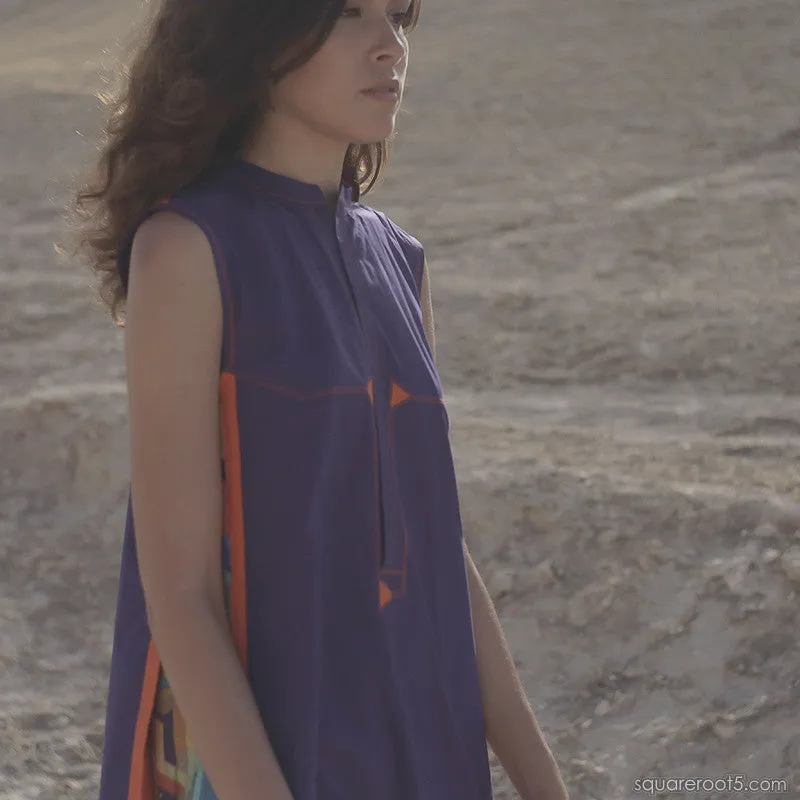 Dress "Cosmic Tetris" model "SVO" Short Violet-Orange