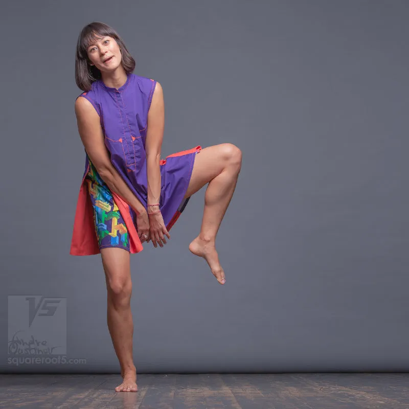 Dress "Cosmic Tetris" model "SVO" Short Violet-Orange
