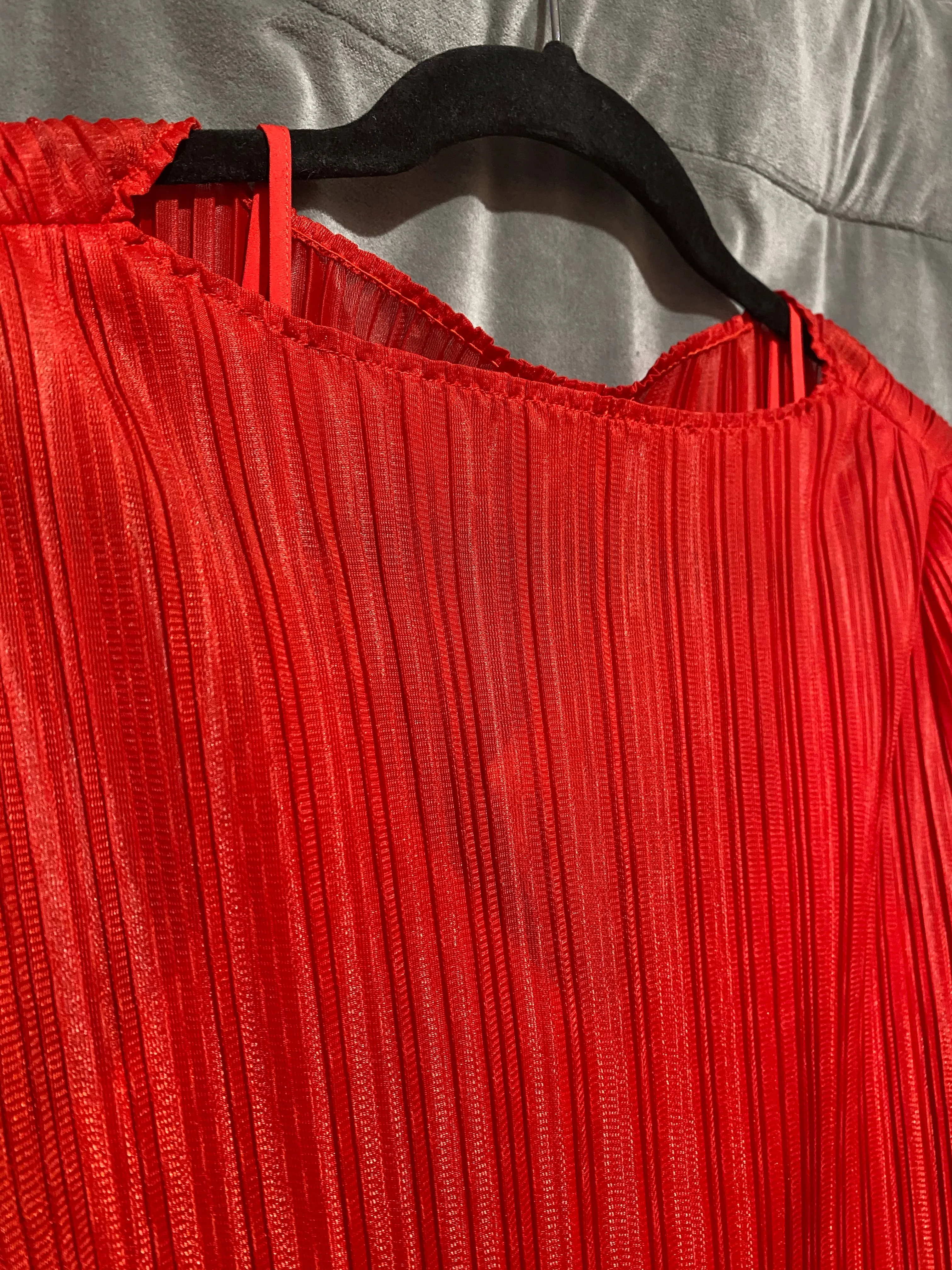 Escada SPORT RED Long Sleeve Vertical Pleating Ankle Length Dress
