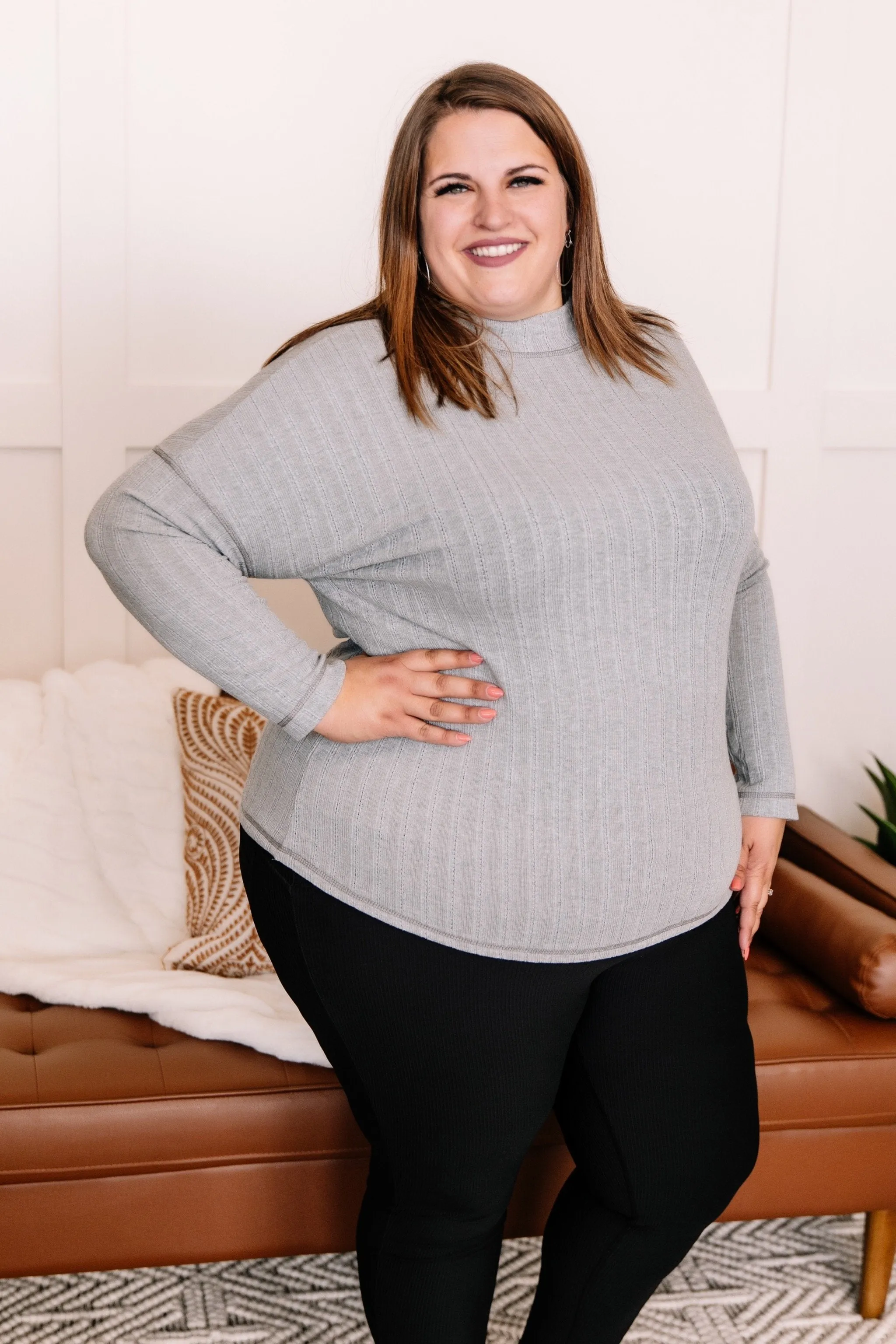 Face To Face Mock Neck Turtleneck In Granite