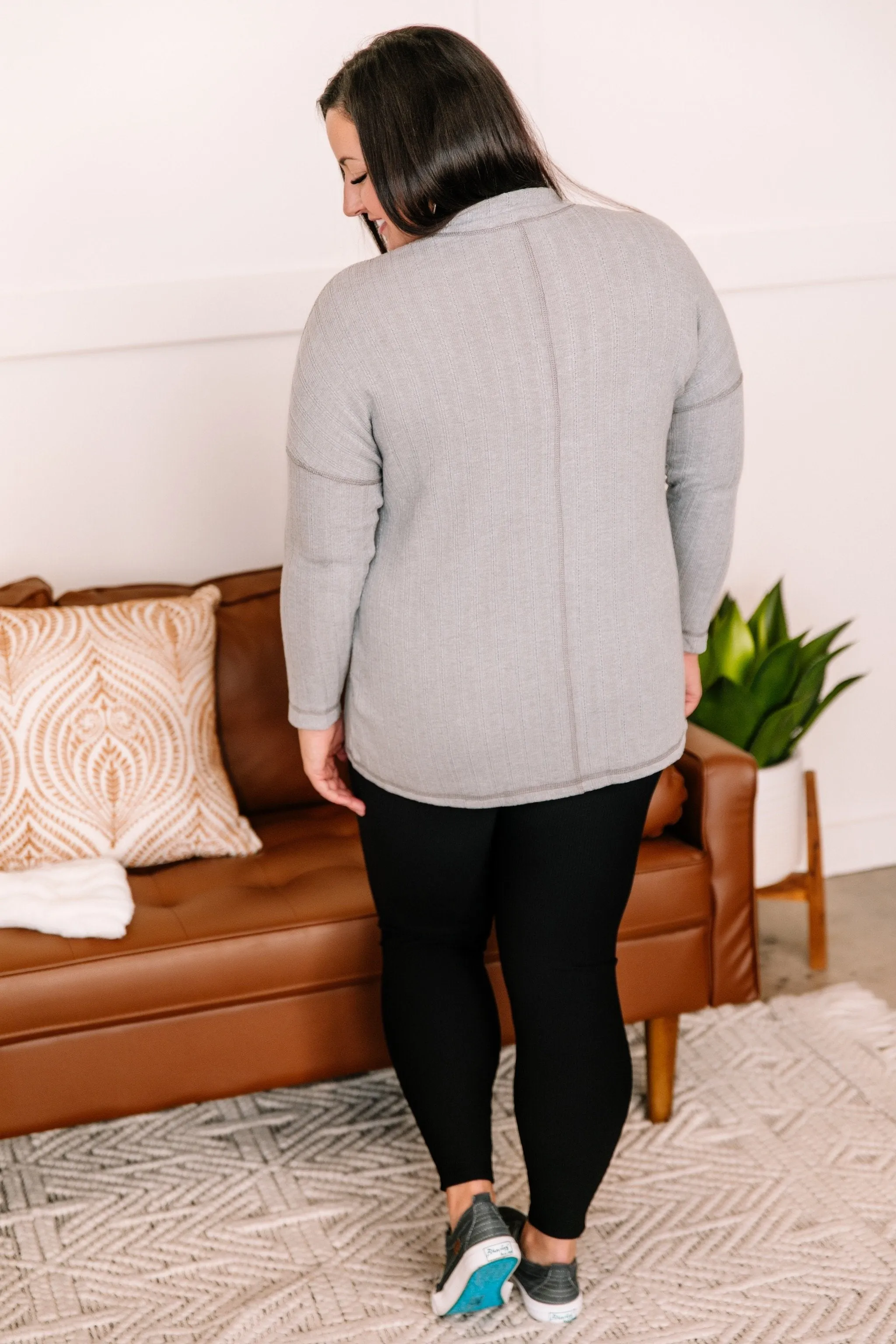 Face To Face Mock Neck Turtleneck In Granite
