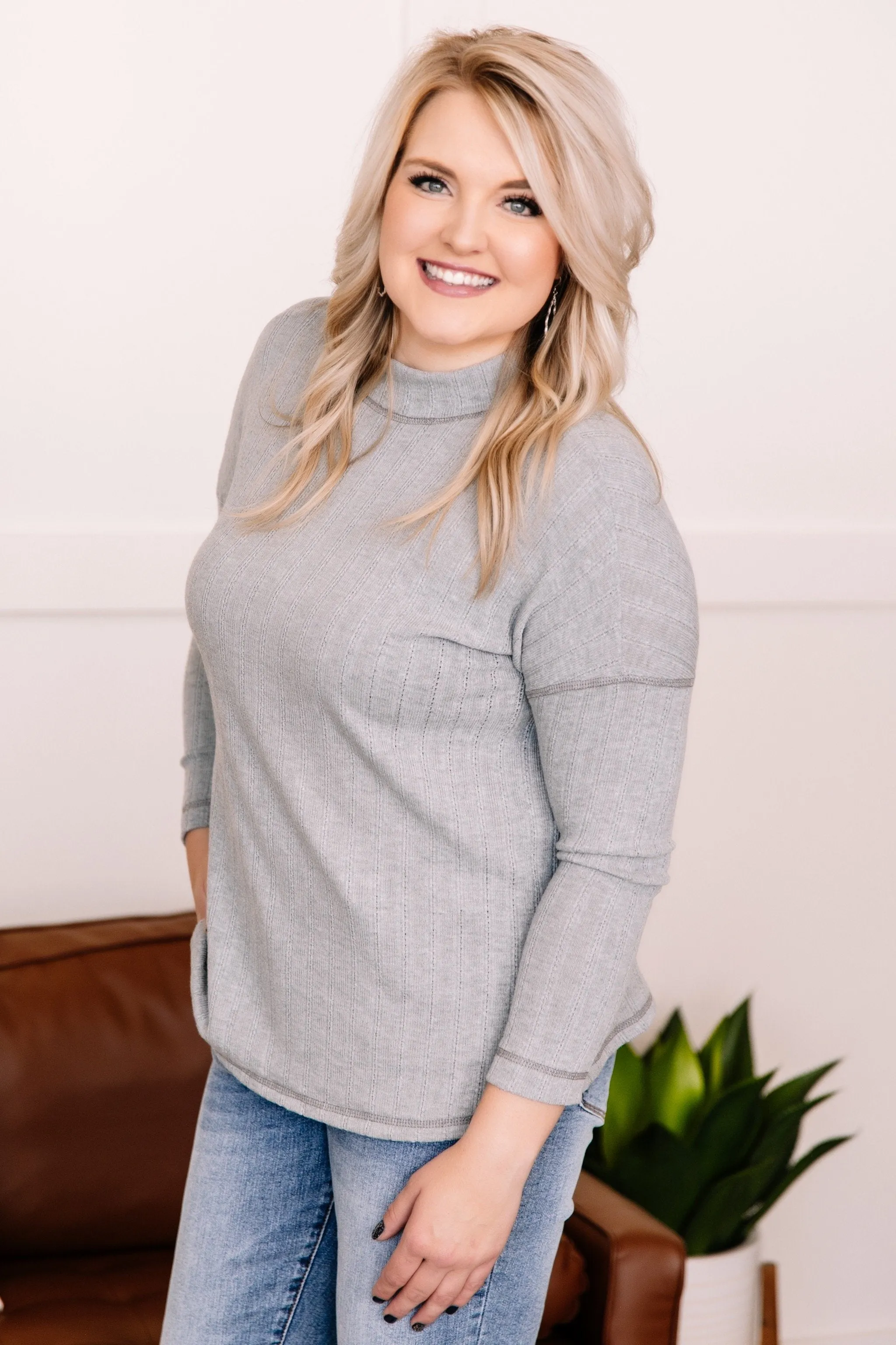 Face To Face Mock Neck Turtleneck In Granite