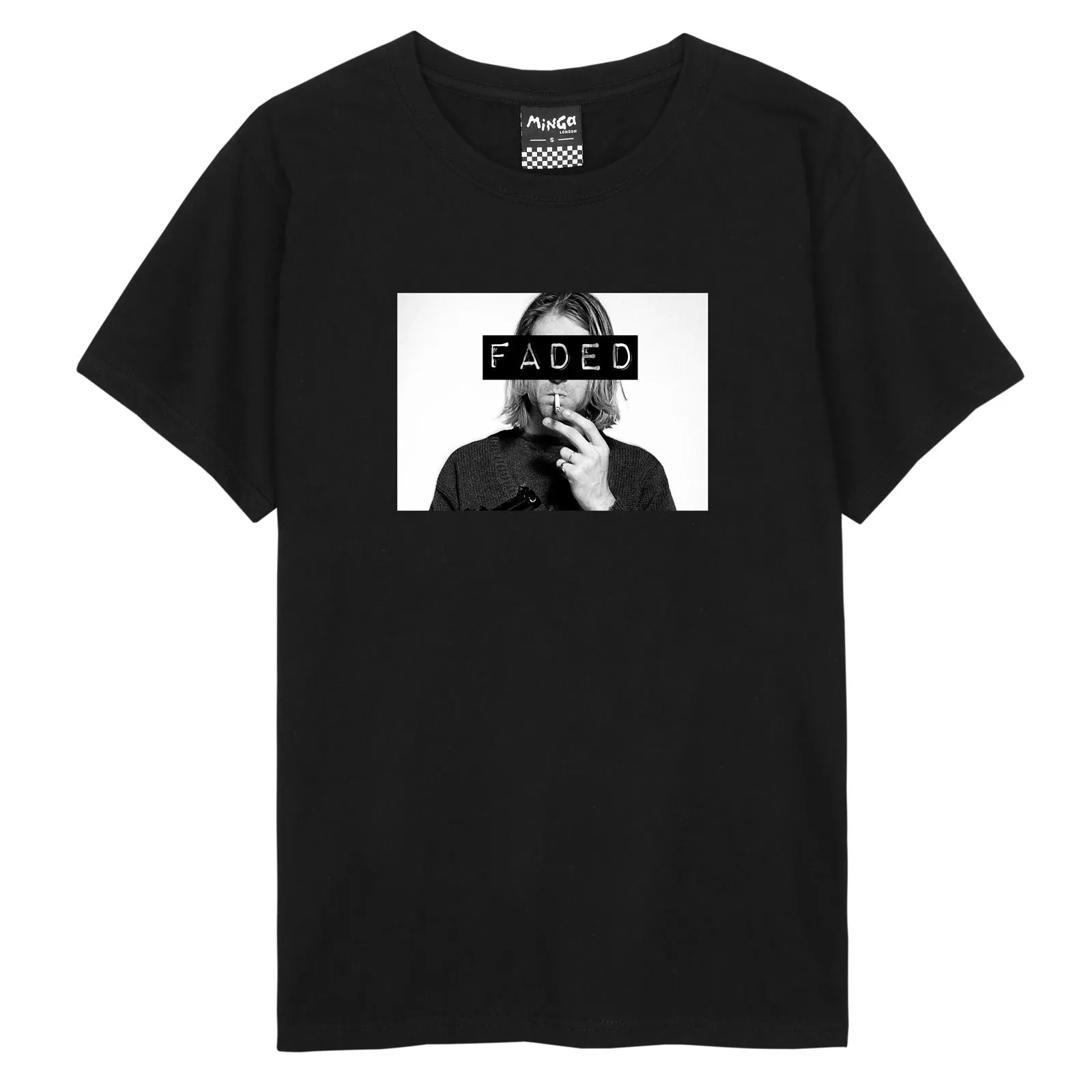 FADED T SHIRT TEE KURT COBAIN GRUNGE ROCK BAND HIPSTER TUMBLR SWAG NIRVAN  Wholesale Girl T-Shirt Exercise Organic Cotton
