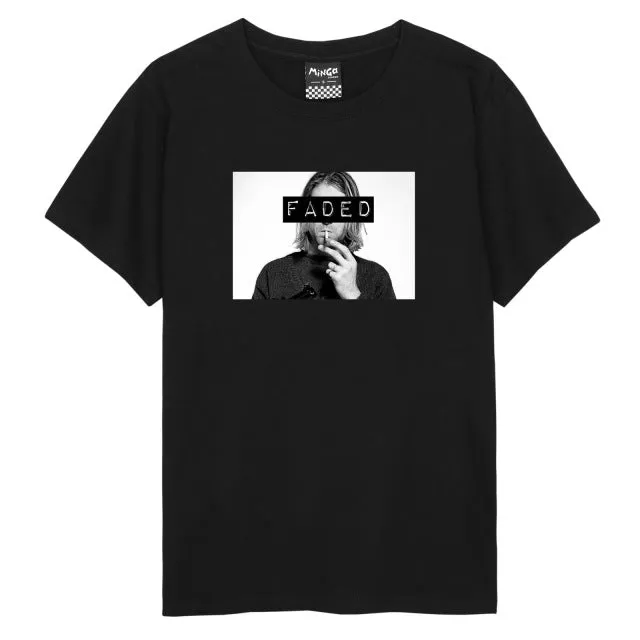 FADED T SHIRT TEE KURT COBAIN GRUNGE ROCK BAND HIPSTER TUMBLR SWAG NIRVAN  Wholesale Girl T-Shirt Exercise Organic Cotton