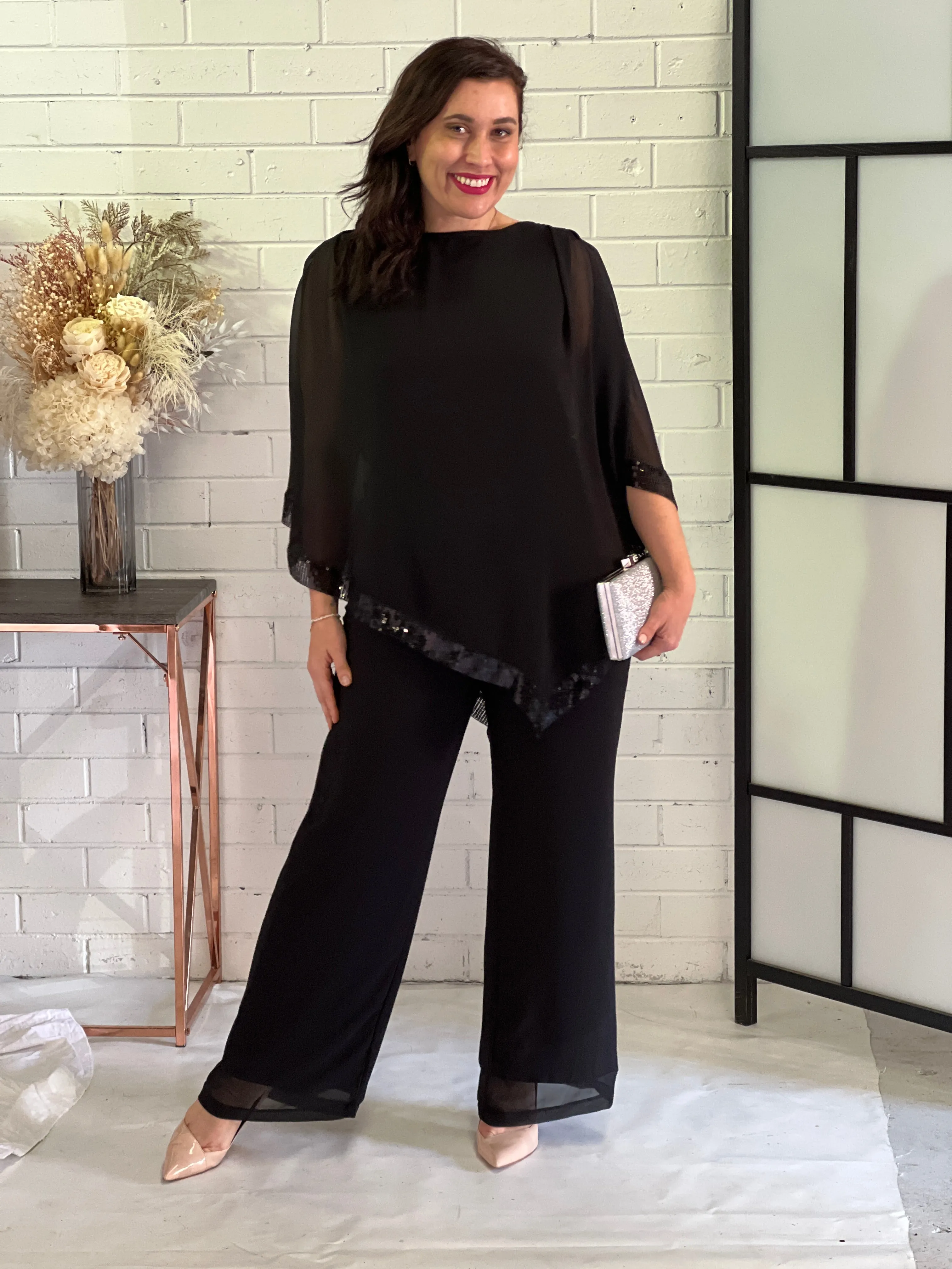 Faith Black Chiffon Pants
