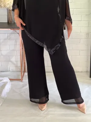 Faith Black Chiffon Pants