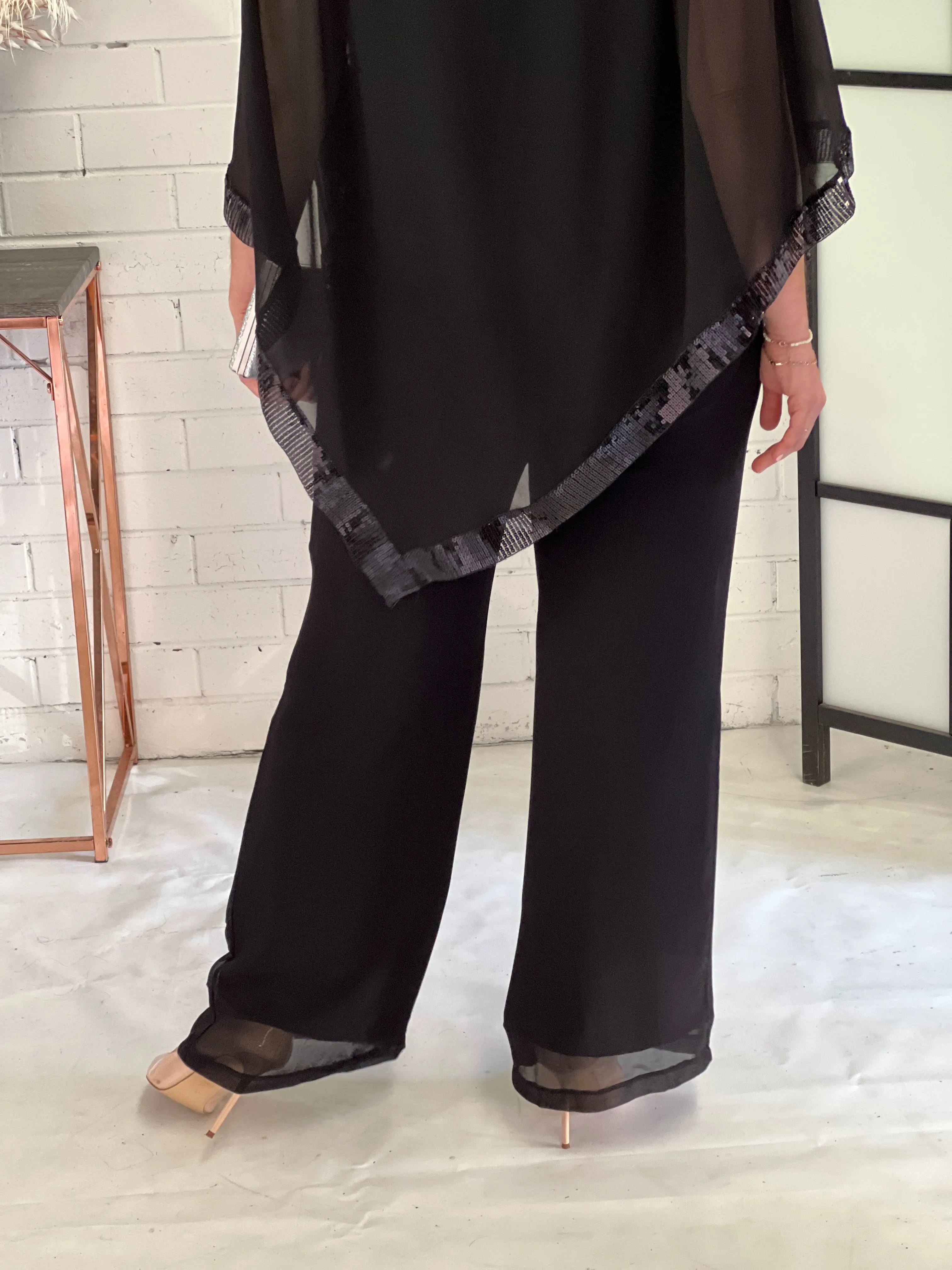 Faith Black Chiffon Pants