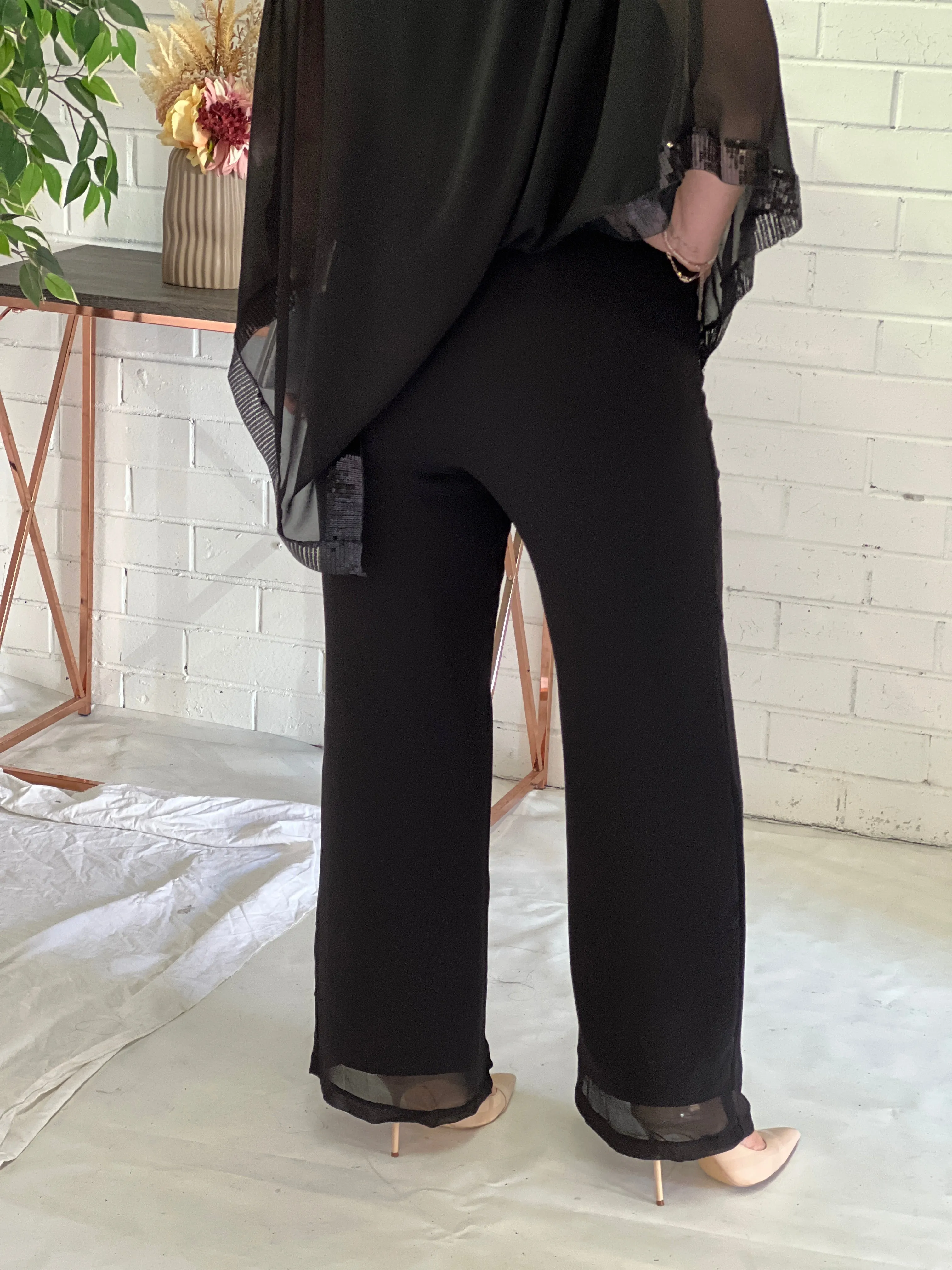 Faith Black Chiffon Pants