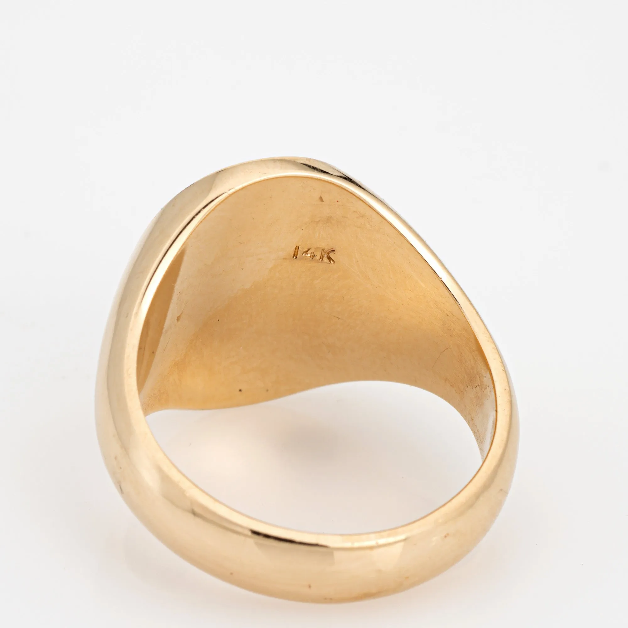 Family Crest Signet Ring Vintage Mid Century Heavy 14k Yellow Gold Sz 10