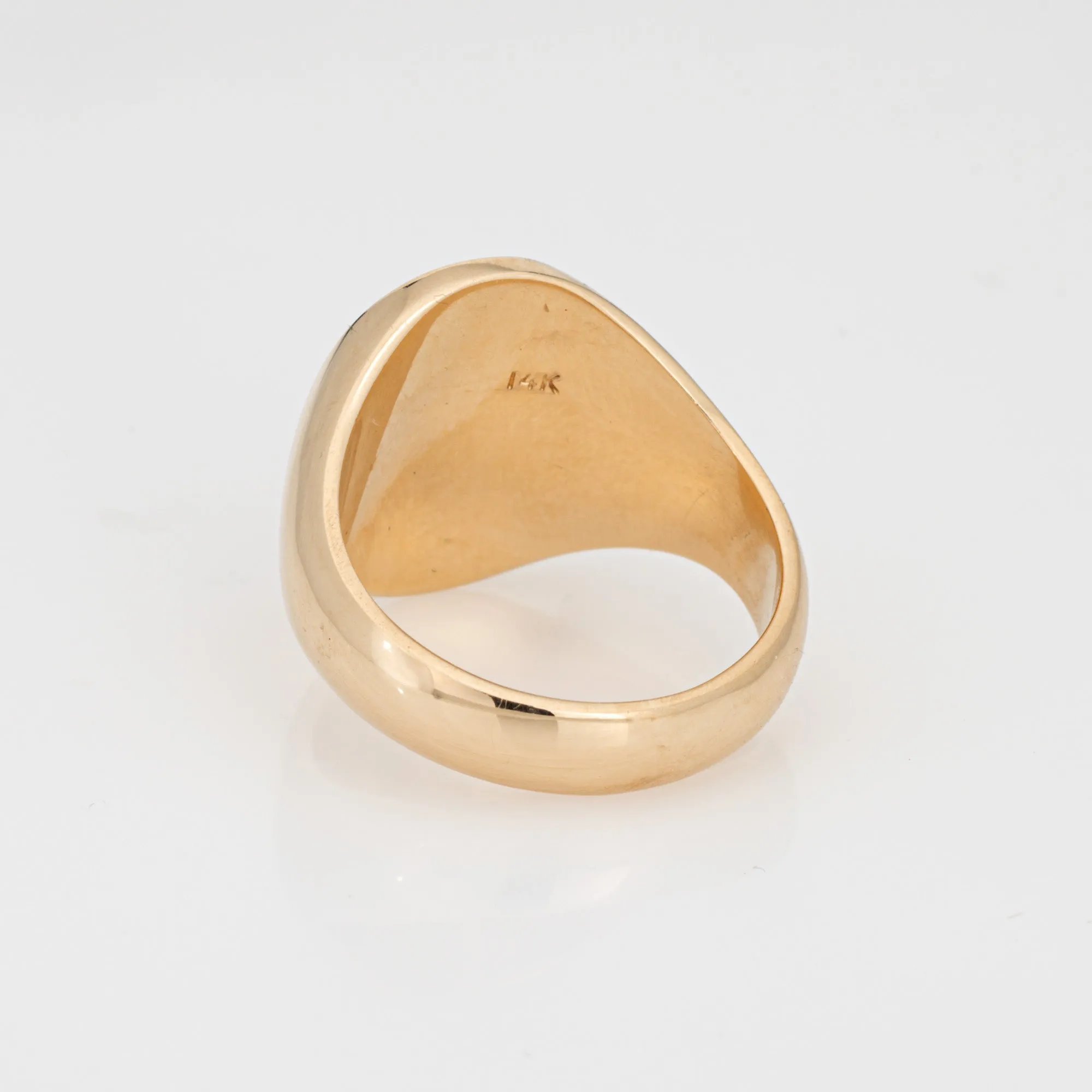 Family Crest Signet Ring Vintage Mid Century Heavy 14k Yellow Gold Sz 10
