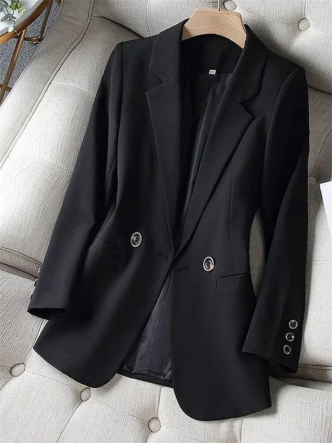 Fashion Korean Long Sleeve Blazers Woman Jacket