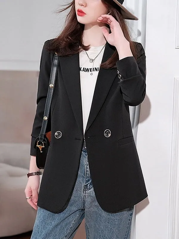 Fashion Korean Long Sleeve Blazers Woman Jacket