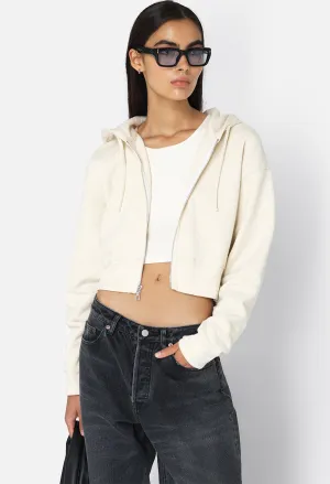 Fleeced Boca Zip Hoodie / Salt
