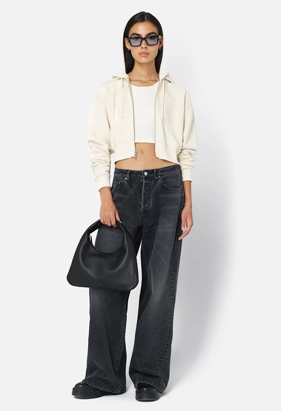 Fleeced Boca Zip Hoodie / Salt