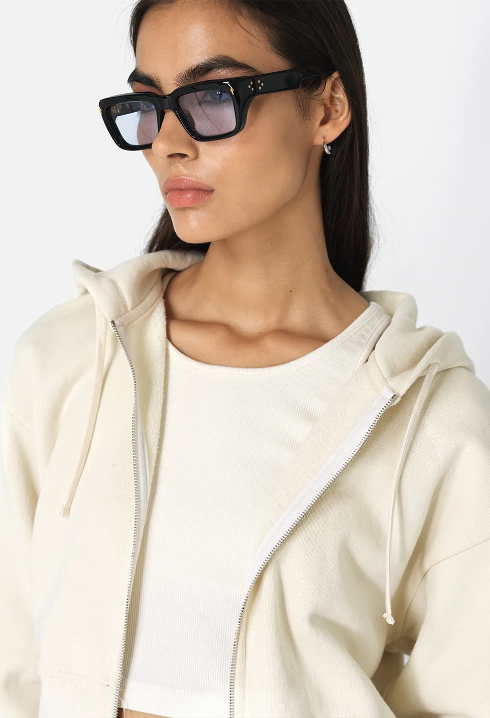 Fleeced Boca Zip Hoodie / Salt