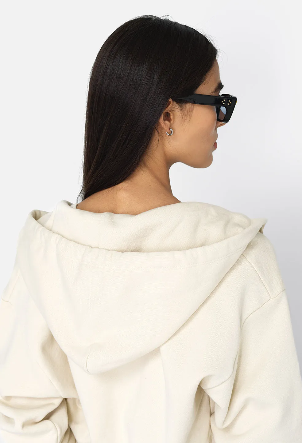 Fleeced Boca Zip Hoodie / Salt