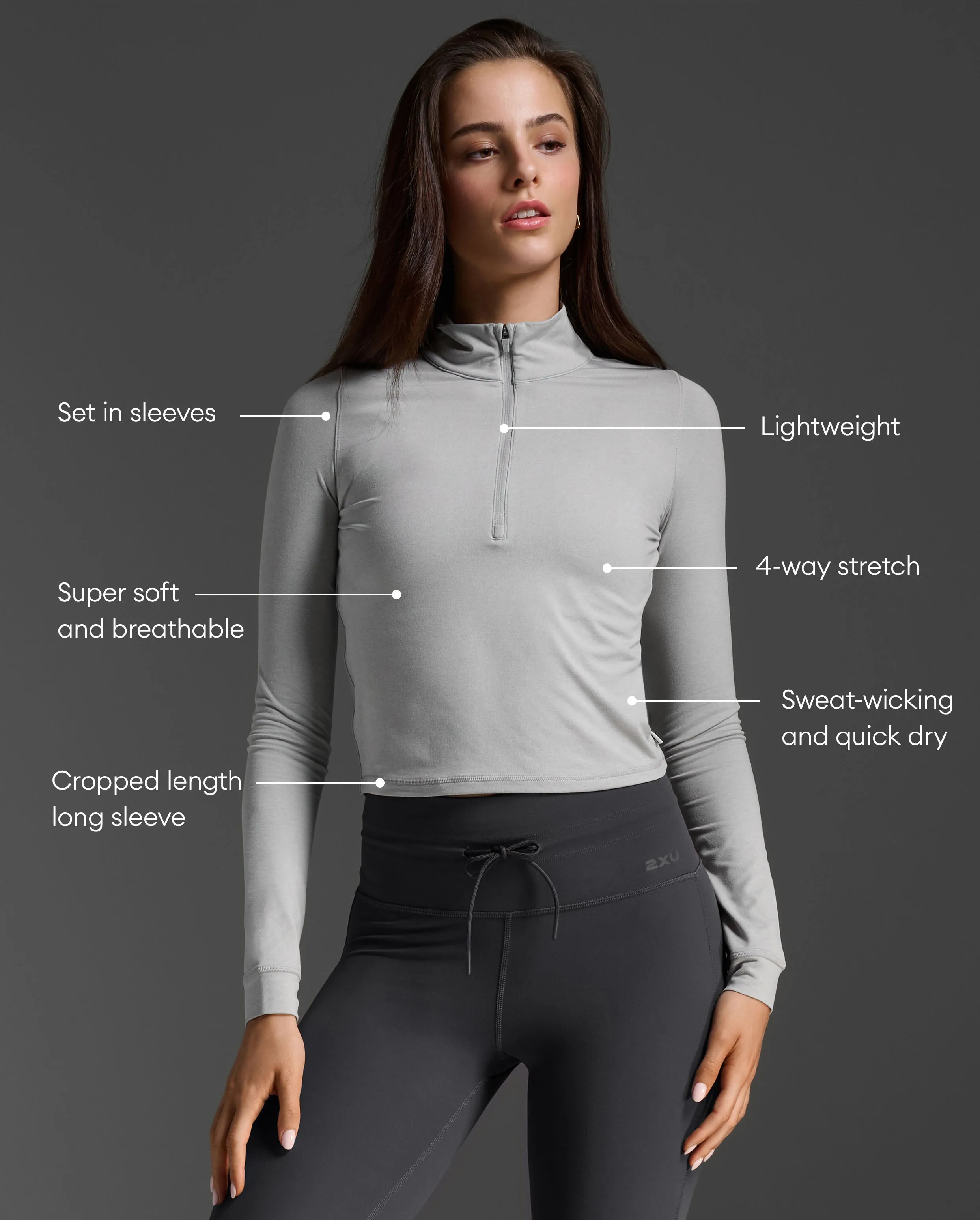 Flex Crop 1/2 Zip Long Sleeve
