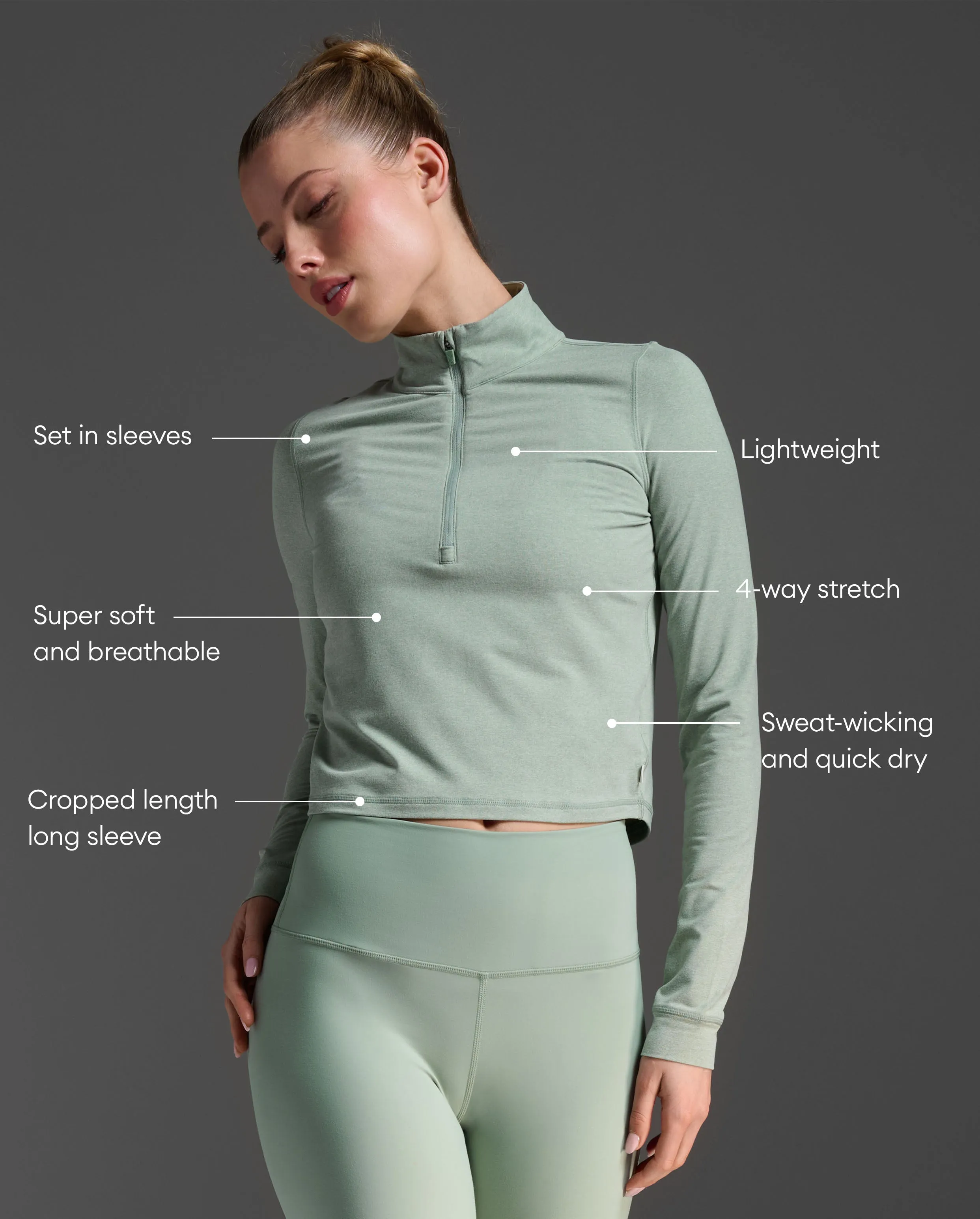 Flex Crop 1/2 Zip Long Sleeve