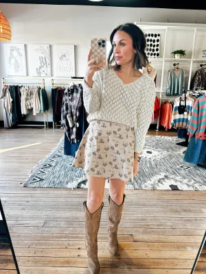 Floral Corduroy Mini Skirt-2 Colors