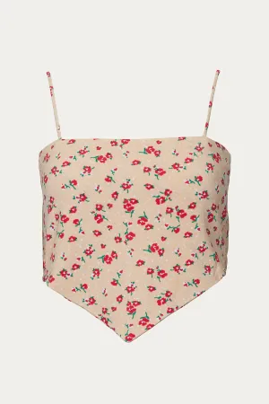 FLORAL STRETCH-CREPE HANDKERCHIEF TOP