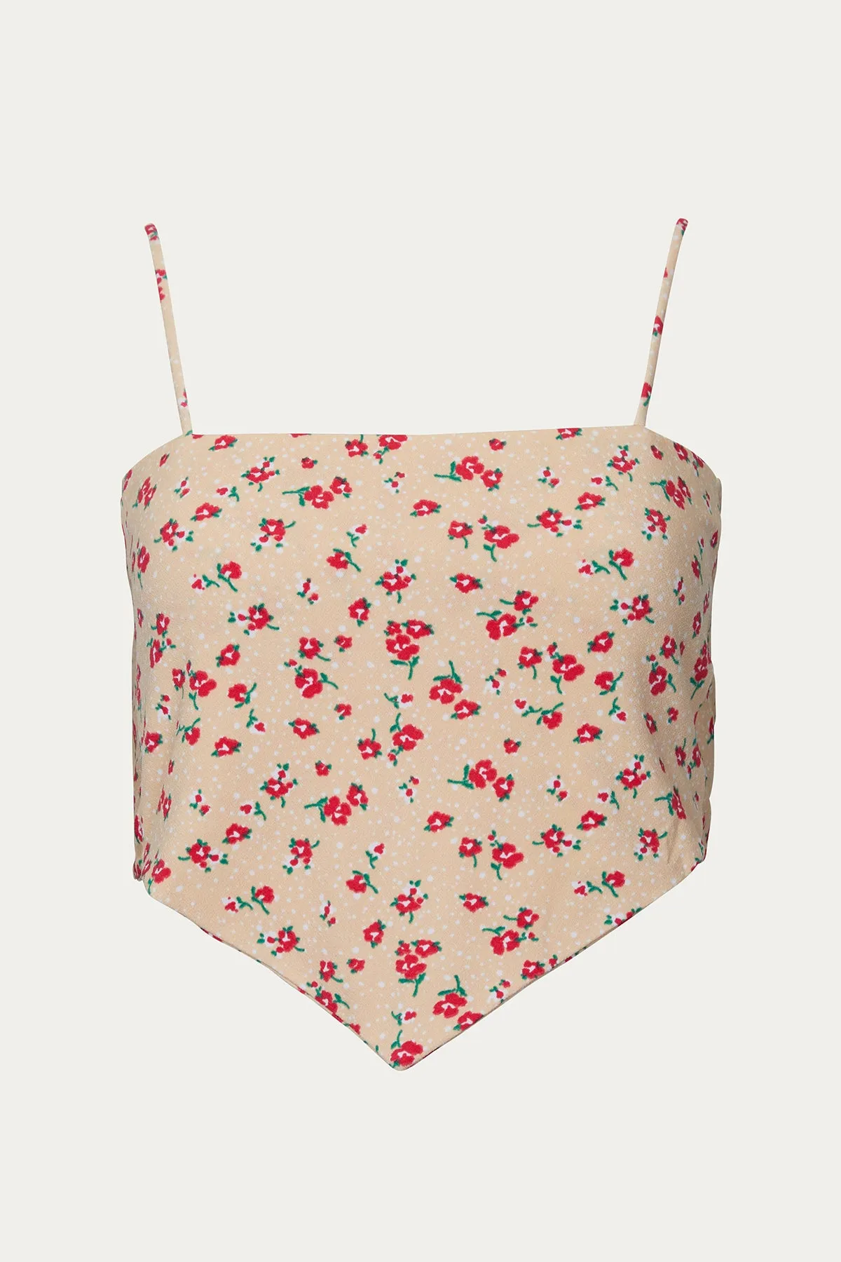 FLORAL STRETCH-CREPE HANDKERCHIEF TOP