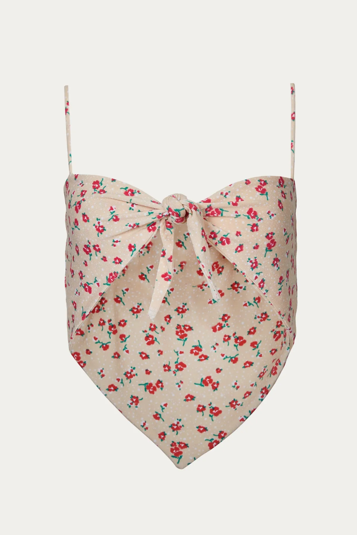 FLORAL STRETCH-CREPE HANDKERCHIEF TOP