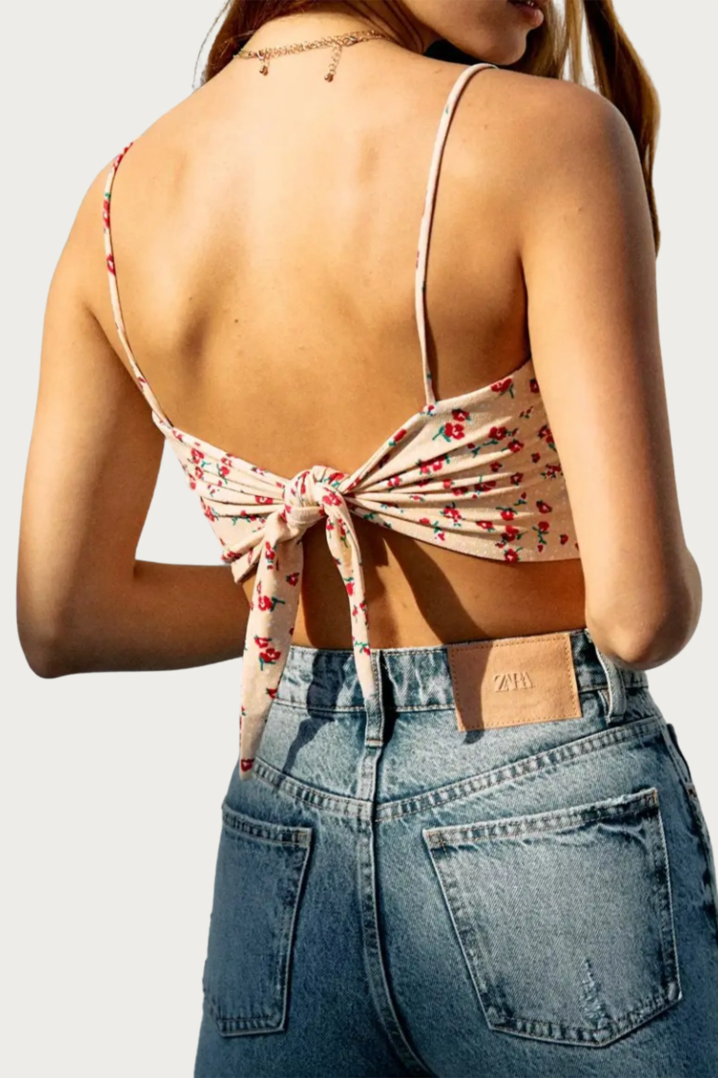 FLORAL STRETCH-CREPE HANDKERCHIEF TOP