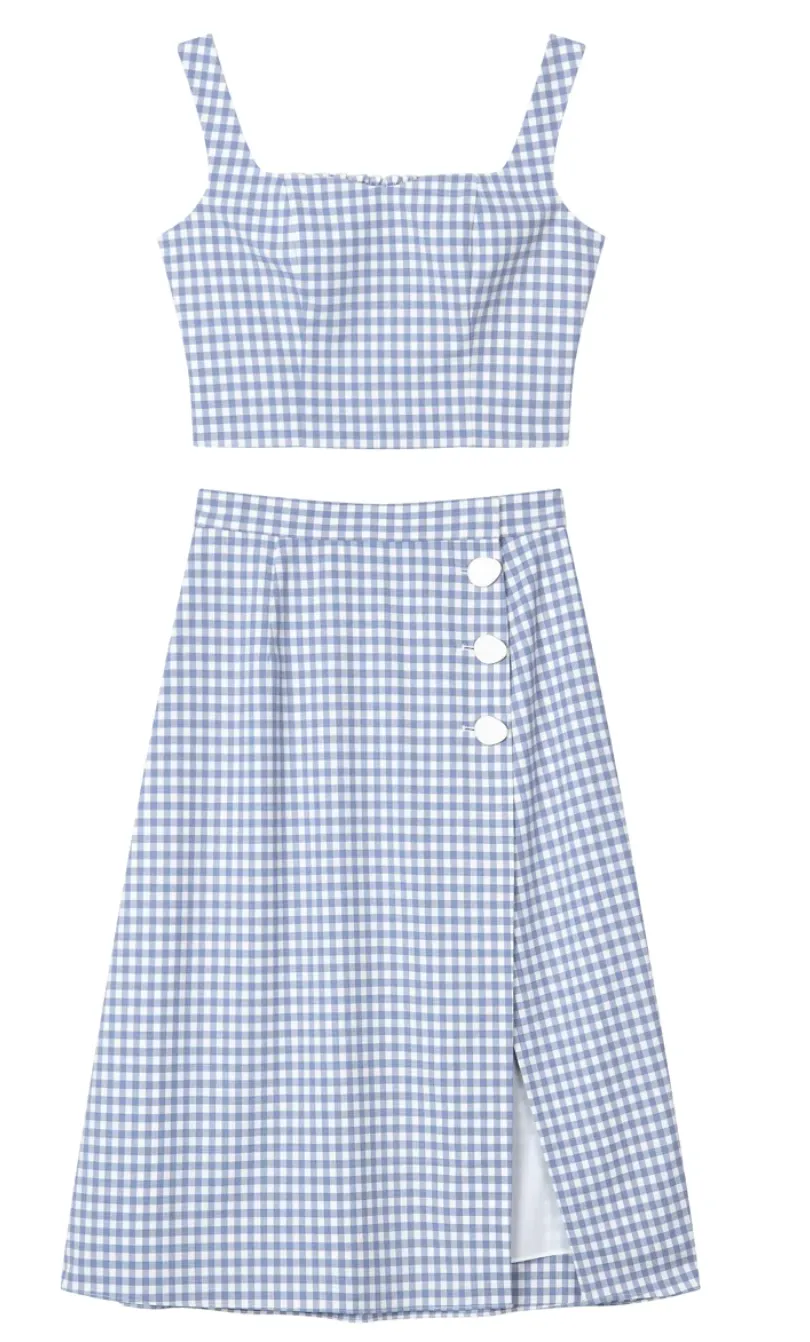 Flynn Two-Piece Set - Blue Gingham
