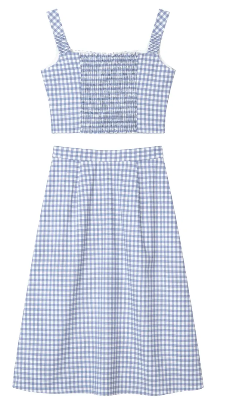Flynn Two-Piece Set - Blue Gingham