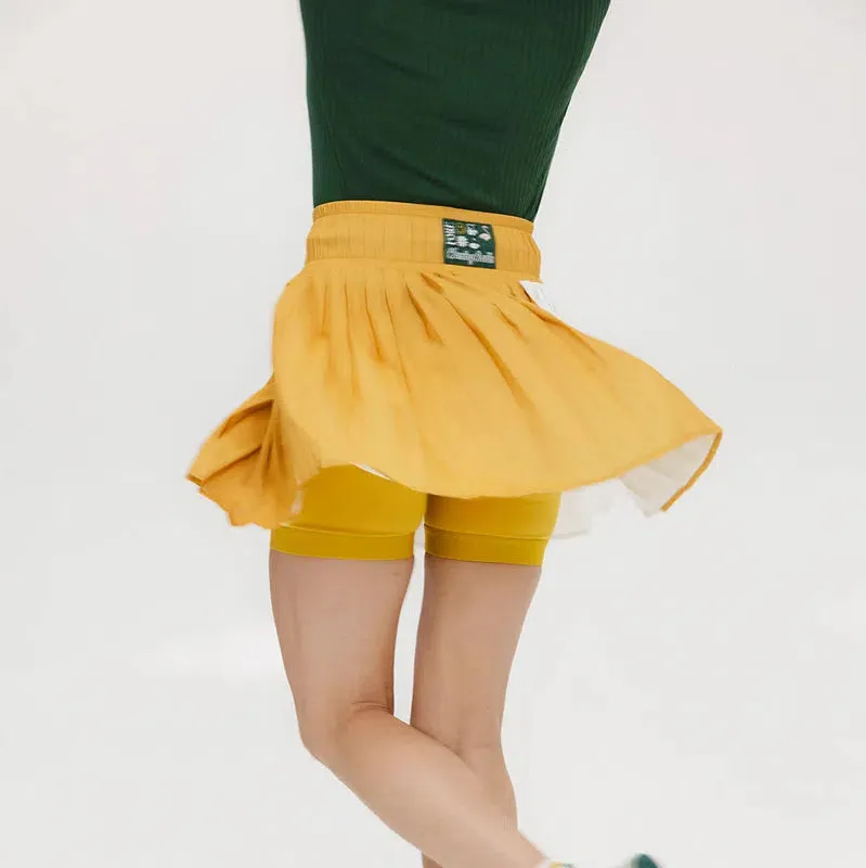 Fore All Rose Pleated Skort  - Mustard