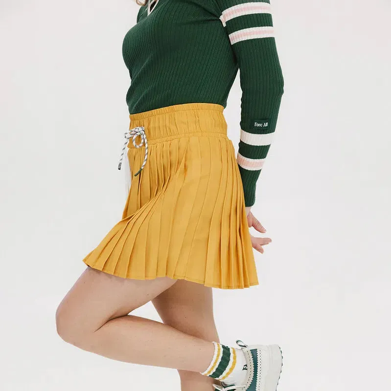 Fore All Rose Pleated Skort  - Mustard