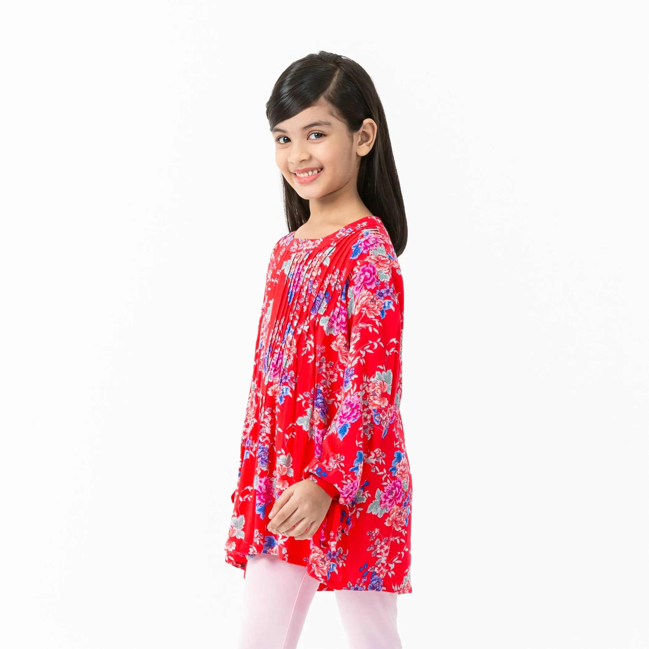 Girls Pink Frill Sleeve Top