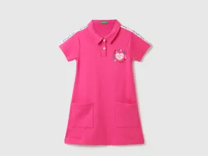 Girls Solid Polo Collar Dress