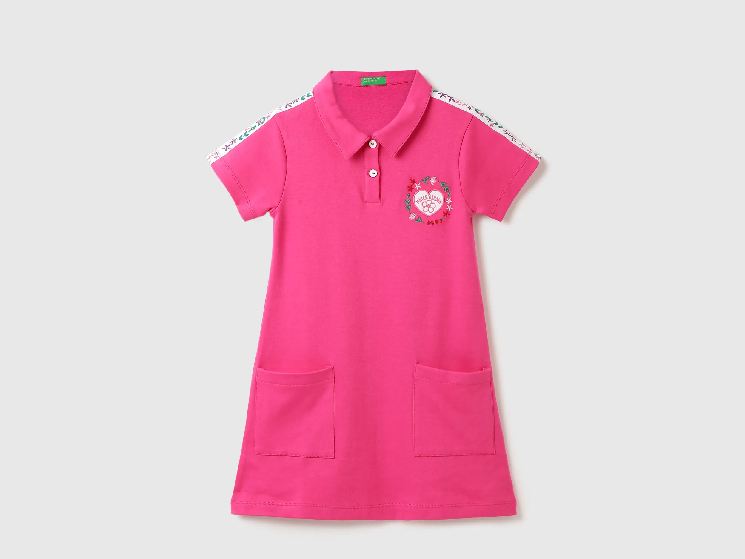 Girls Solid Polo Collar Dress