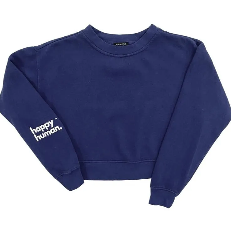 Happy Human Cropped Sweatshirt | Navy | Women & Youth 10 