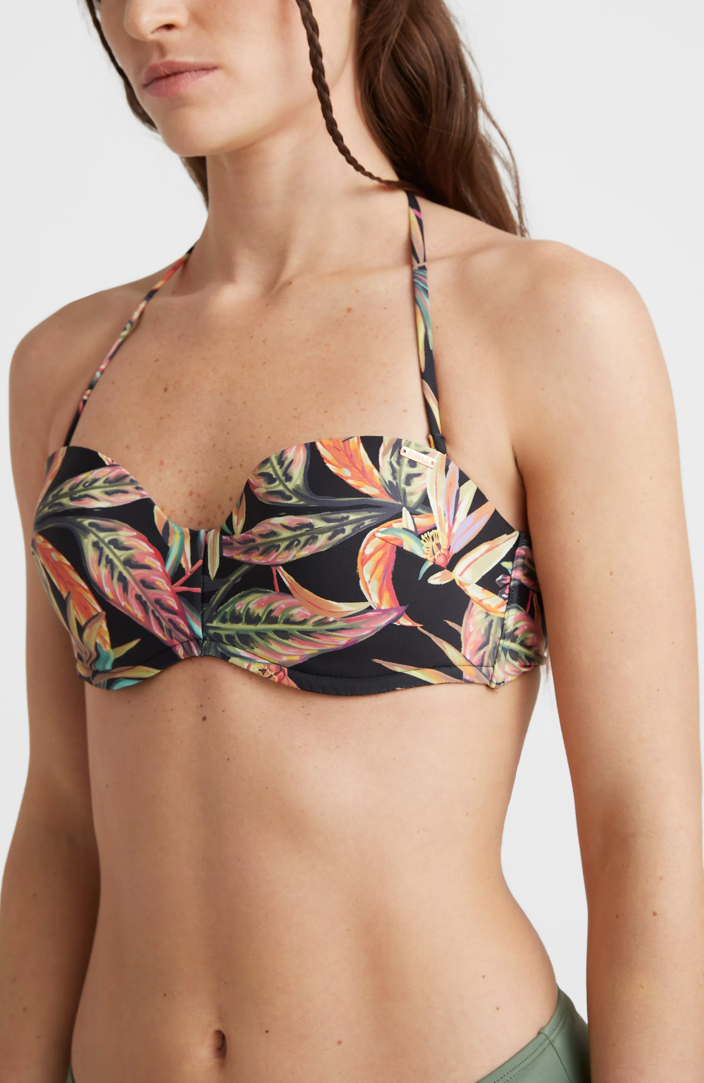 Havaa Bikini Oberteil | Black Tropical Flower