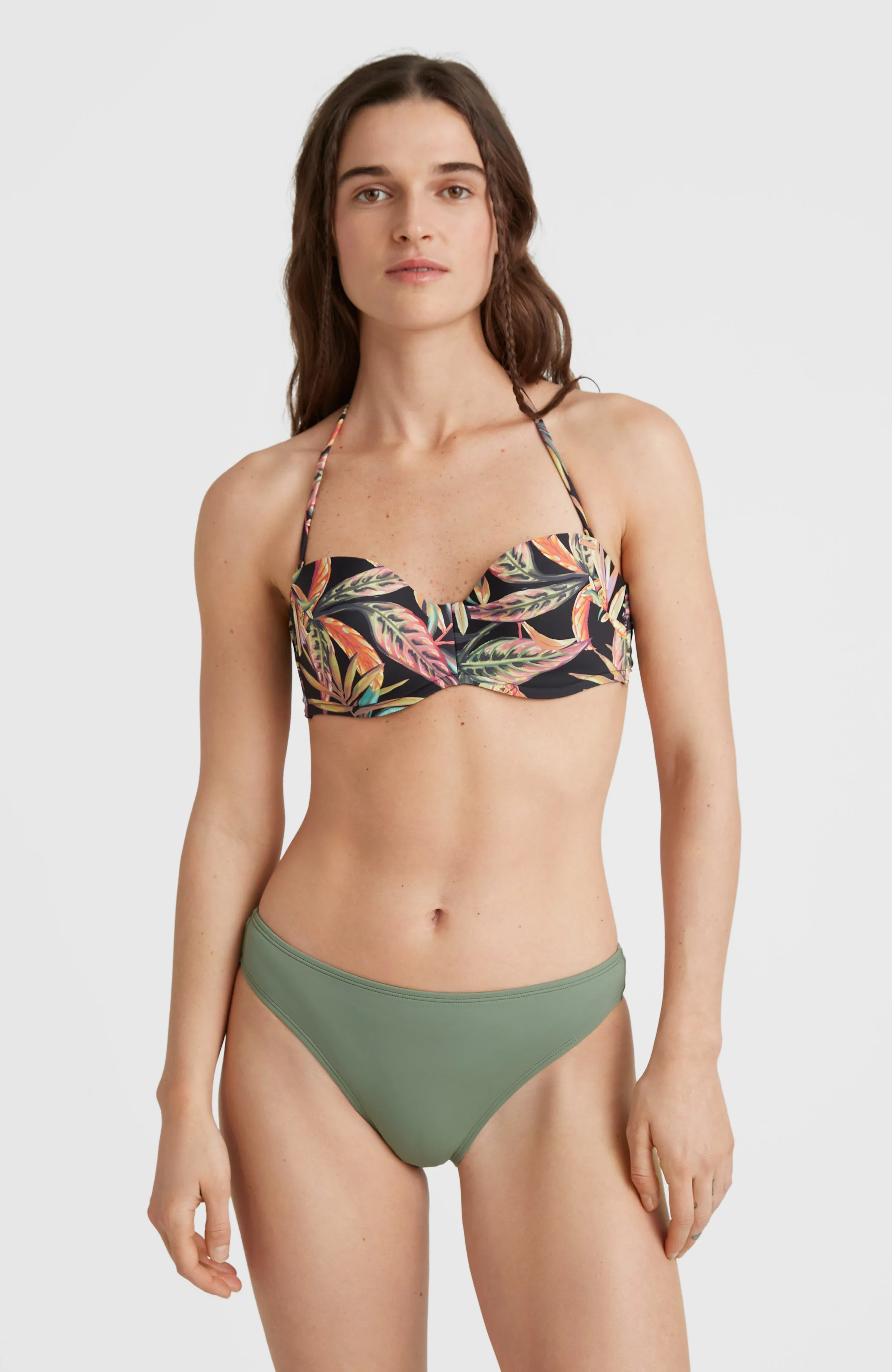 Havaa Bikini Oberteil | Black Tropical Flower