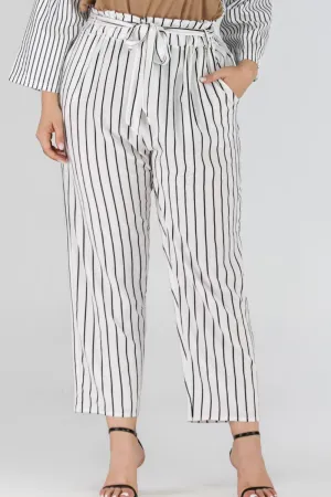 Hazel Blues® | Striped Paperbag Waist Cropped Pants