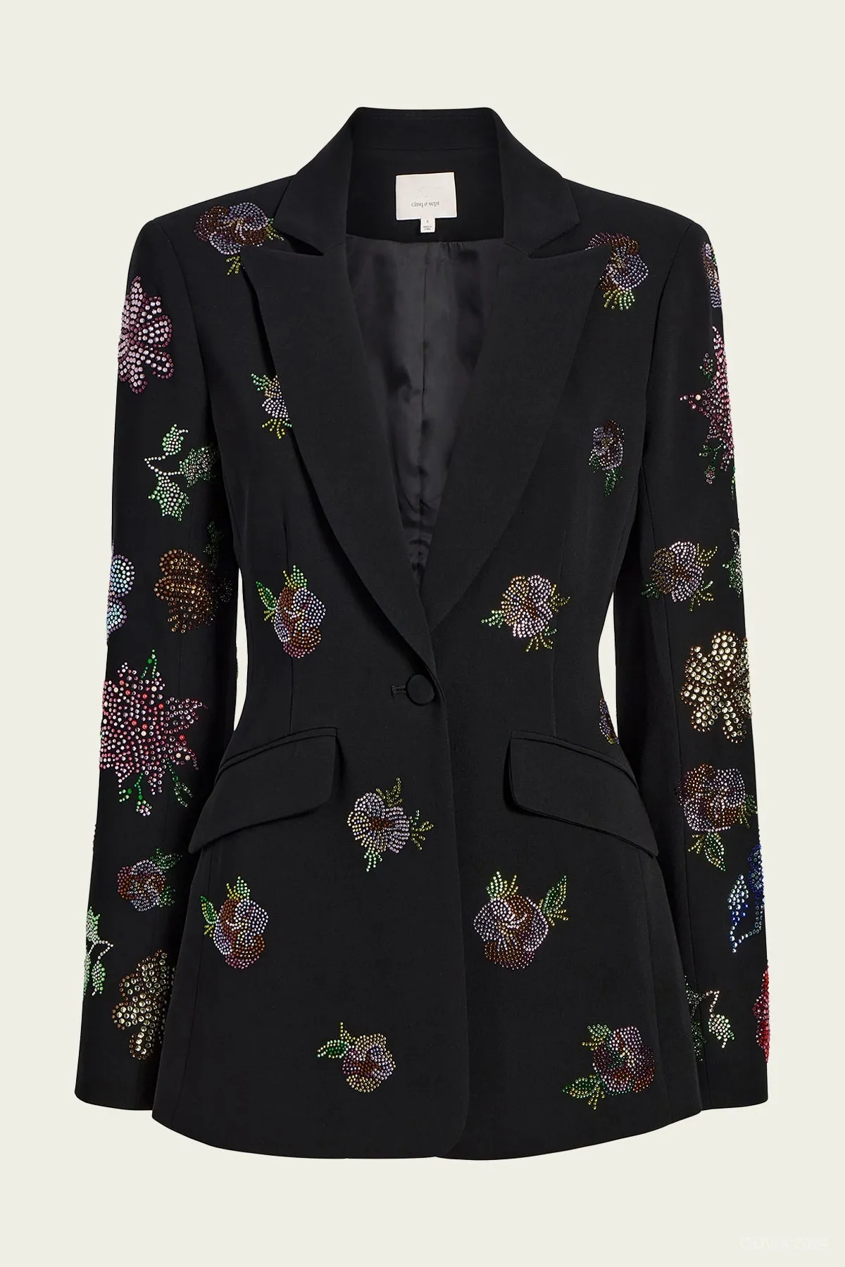 Heatset Pansy Garden Cheyenne Blazer in Black Multi