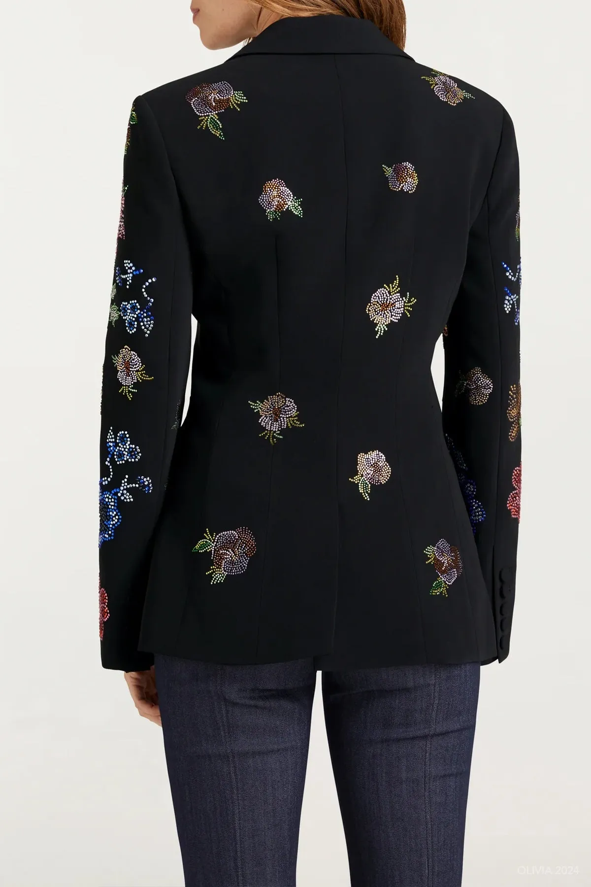 Heatset Pansy Garden Cheyenne Blazer in Black Multi