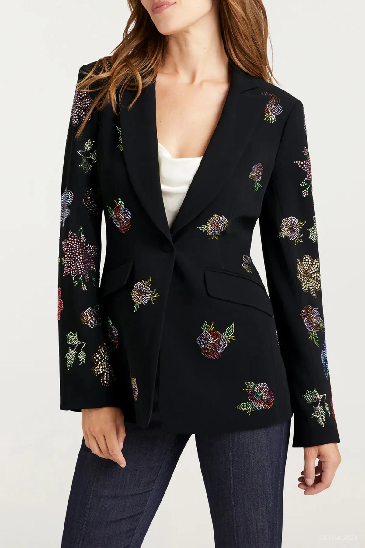 Heatset Pansy Garden Cheyenne Blazer in Black Multi