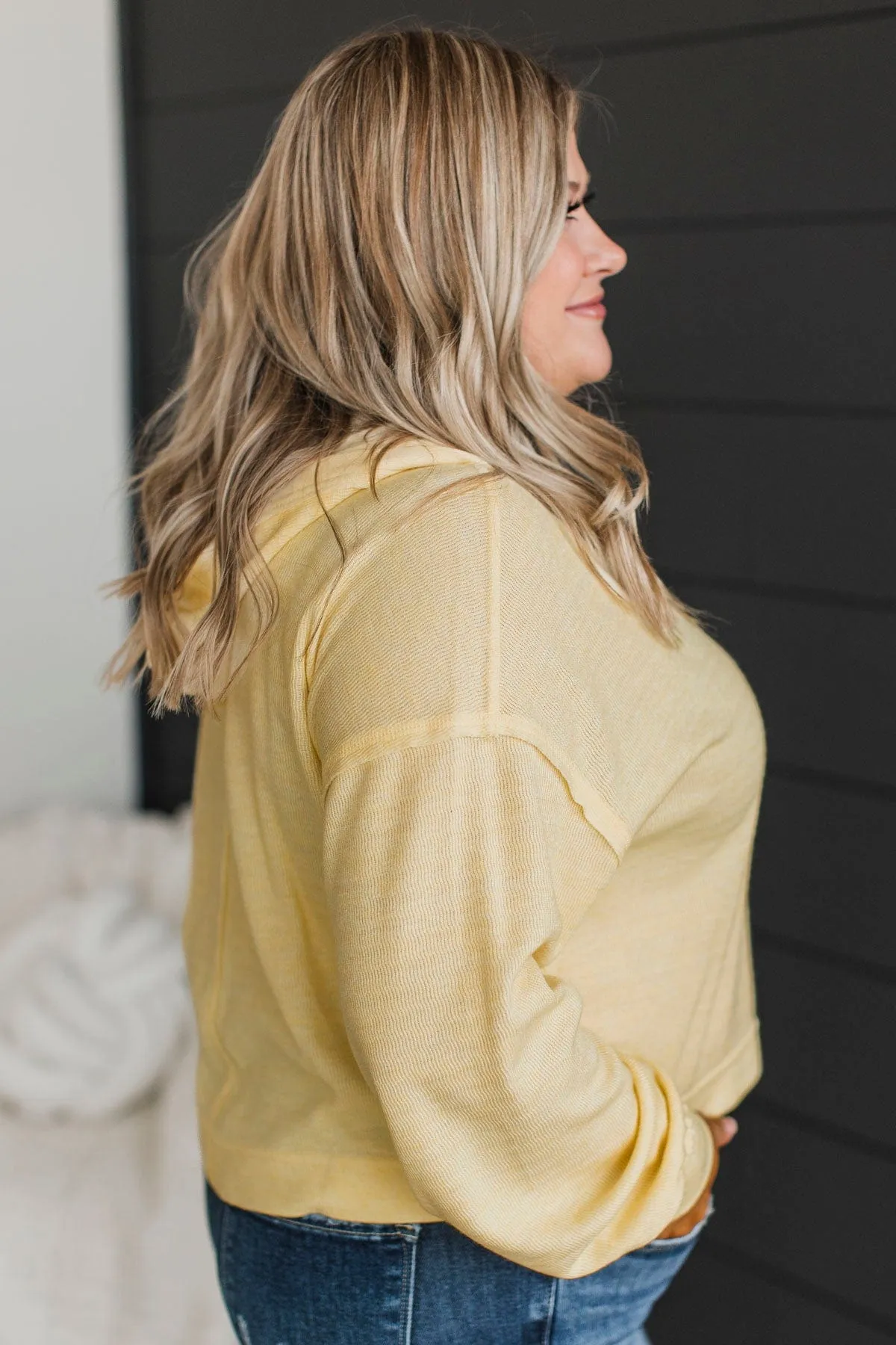 Inspiring You Hooded Pullover Top- Light Yellow