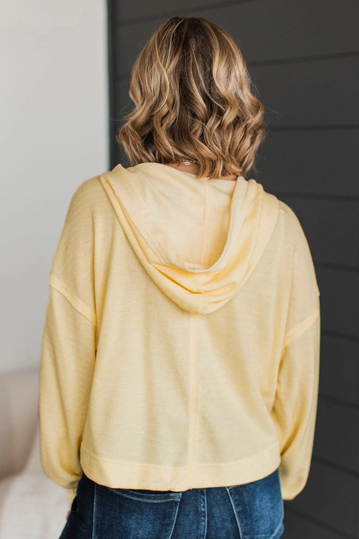Inspiring You Hooded Pullover Top- Light Yellow