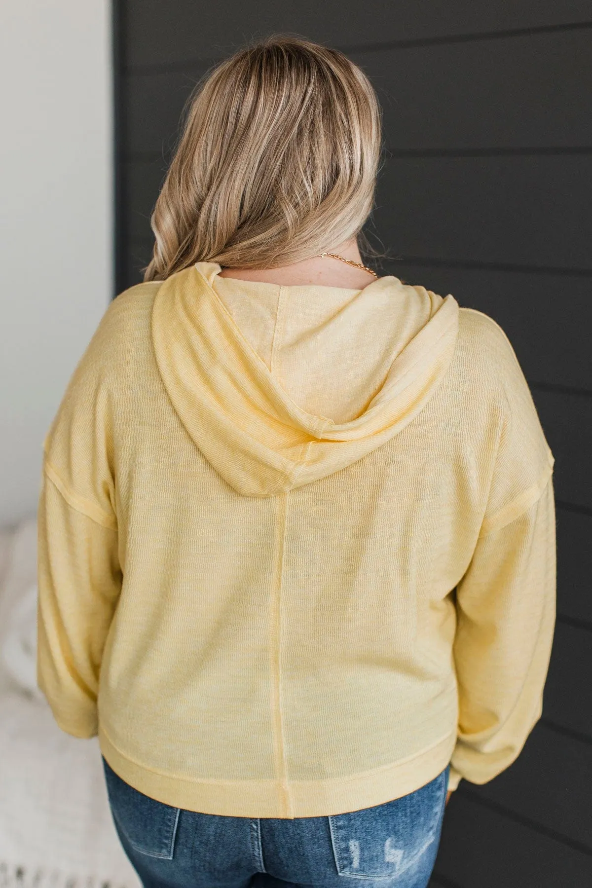 Inspiring You Hooded Pullover Top- Light Yellow