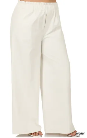 Ivory Paperbag Wide Leg Pants