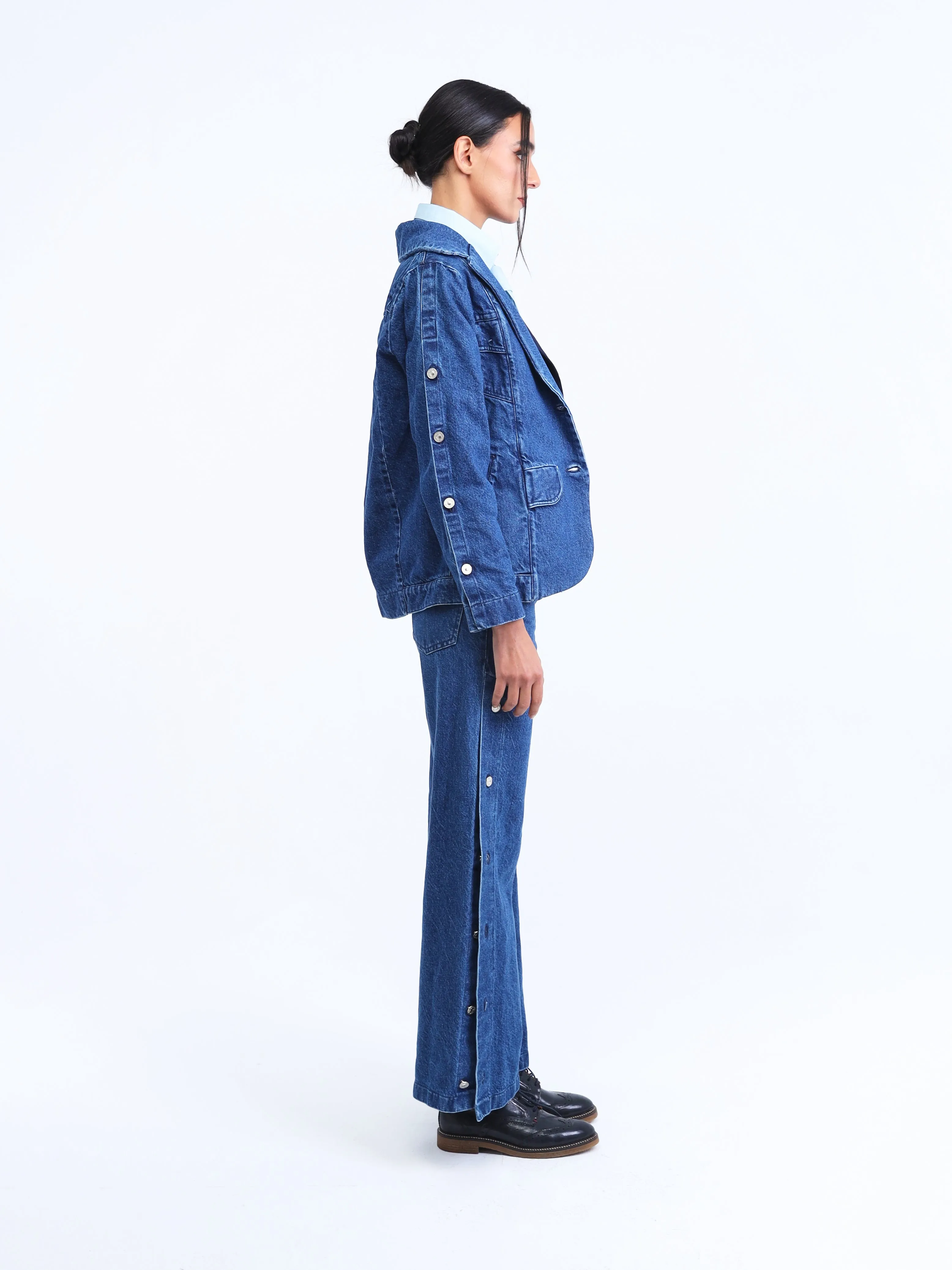 Jeans buttoned blazer jacket